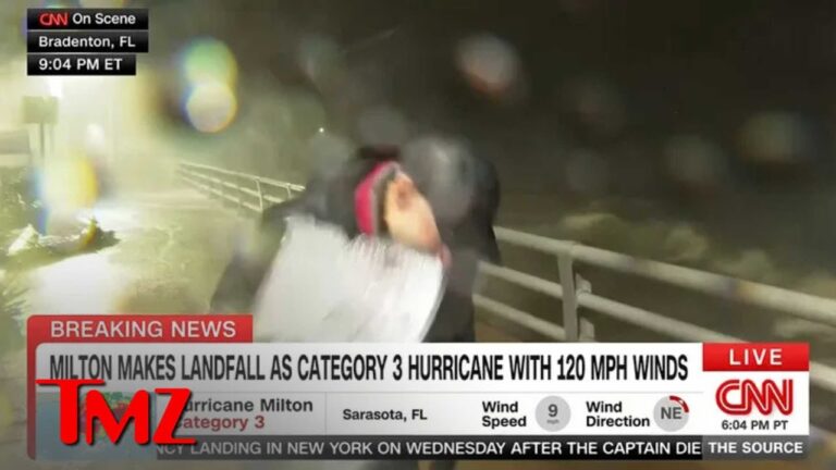 CNN’s Anderson Cooper Smacked by Flying Debris