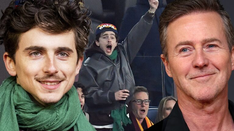 Timothée Chalamet and Edward Norton Cheer at