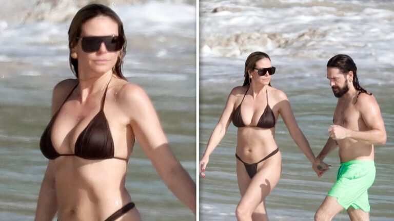 Heidi Klum Splashes Around in Tiny Bikini with
