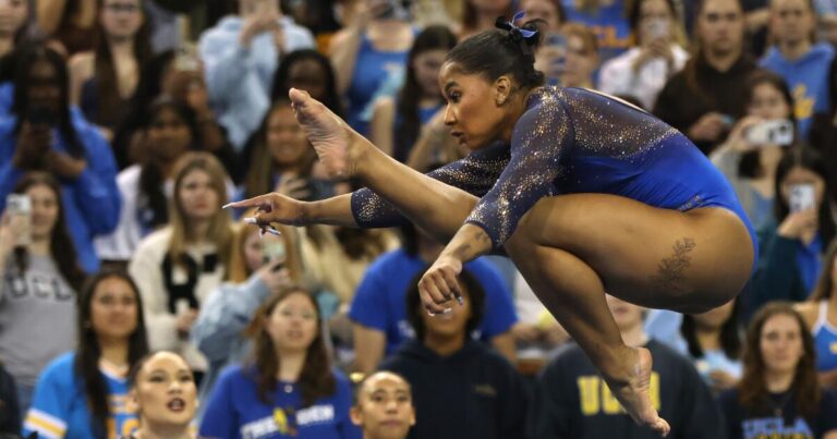 Jordan Chiles leads UCLA gymnastics to win in home