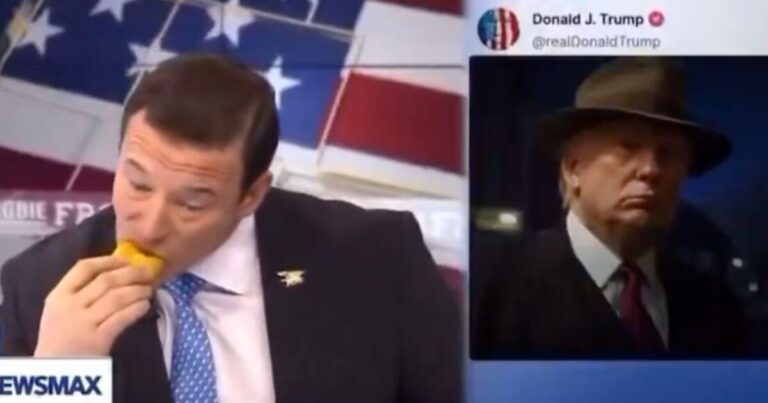 Newsmax host slammed for eating a taco on air