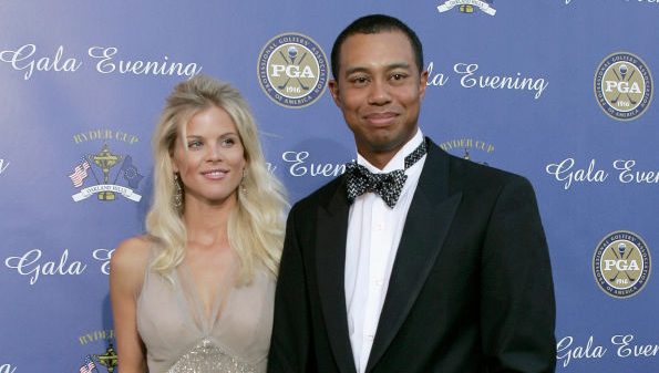 DETROIT - SEPTEMBER 15:  USA team member Tiger Woods with his fiance Elin Nordegren arriving at the 35th Ryder Cup Matches Gala Dinner at the Fox Theater on September 15, 2004 in Detroit, Michigan. (Photo by Andrew Redington/Getty Images)