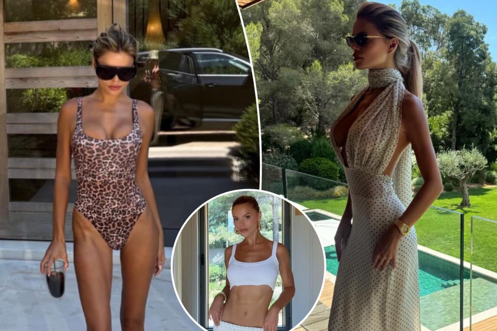Brooks Nader stuns in leopard print swimsuit,
