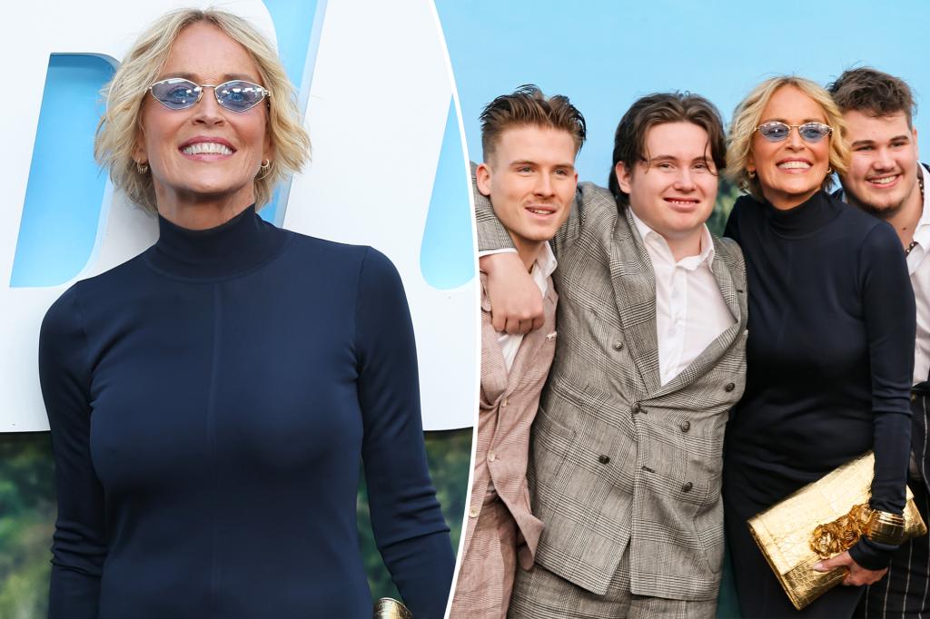 Sharon Stone brings 3 sons to 'Nobody 2' red