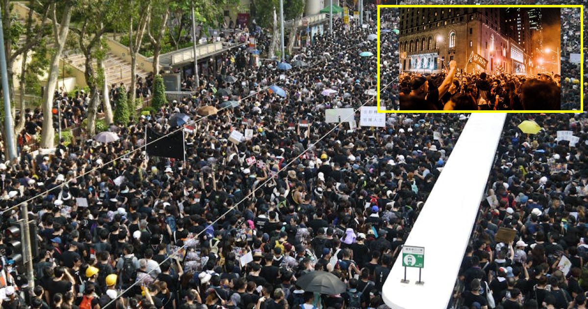 Crowds gather outside hotel housing Afghans with ban foreign criminals sign