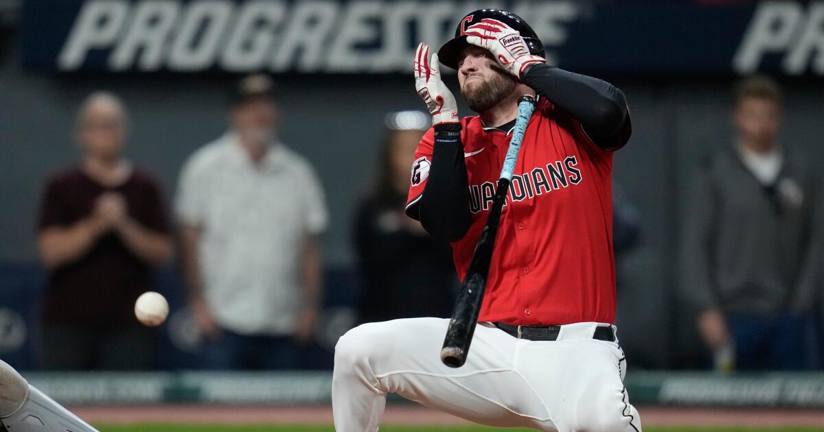 Guardians' David Fry hit in face with 99-mph pitch