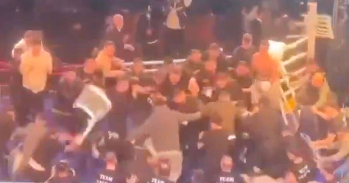 Boxing fight descends into mass brawl as coach | Boxing News