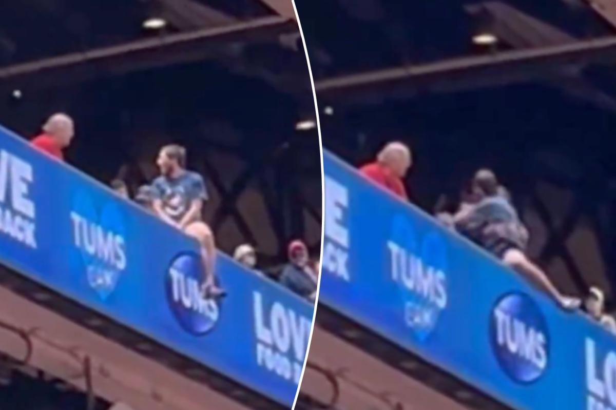 Cardinals fan dangerously hangs off upper deck | Sports News