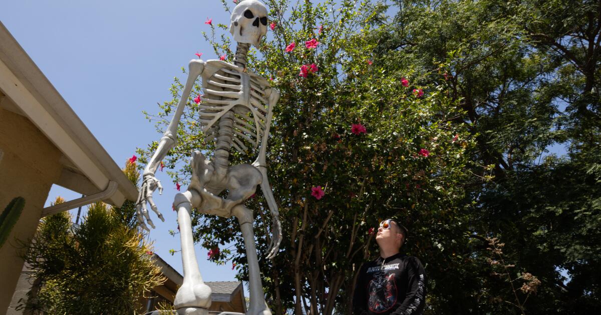 Giant skeletons are staying up long past Halloween | Real Estate news