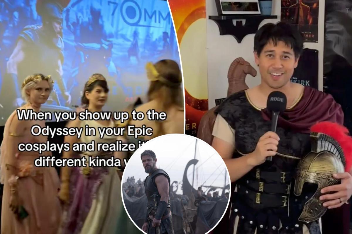 Movie buffs don cosplay fashion for 'The Odyssey'