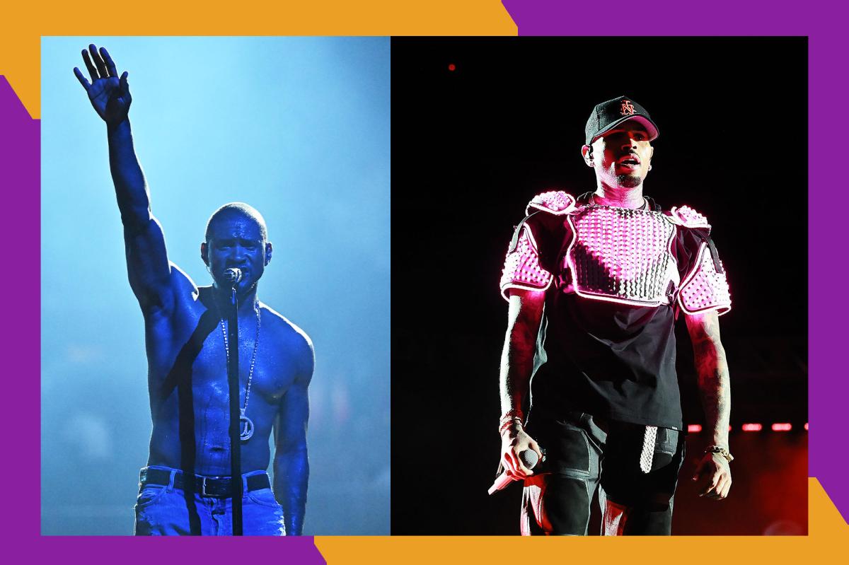 What songs are on Usher and Chris Brown's setlist?